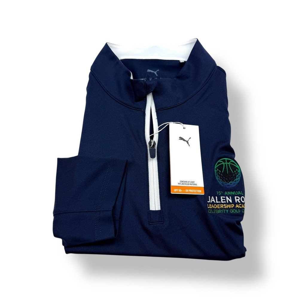Puma Jalen Rose Leadership Academy Mens XL‎ 1/4 Zip Golf Pullover Navy White NWT